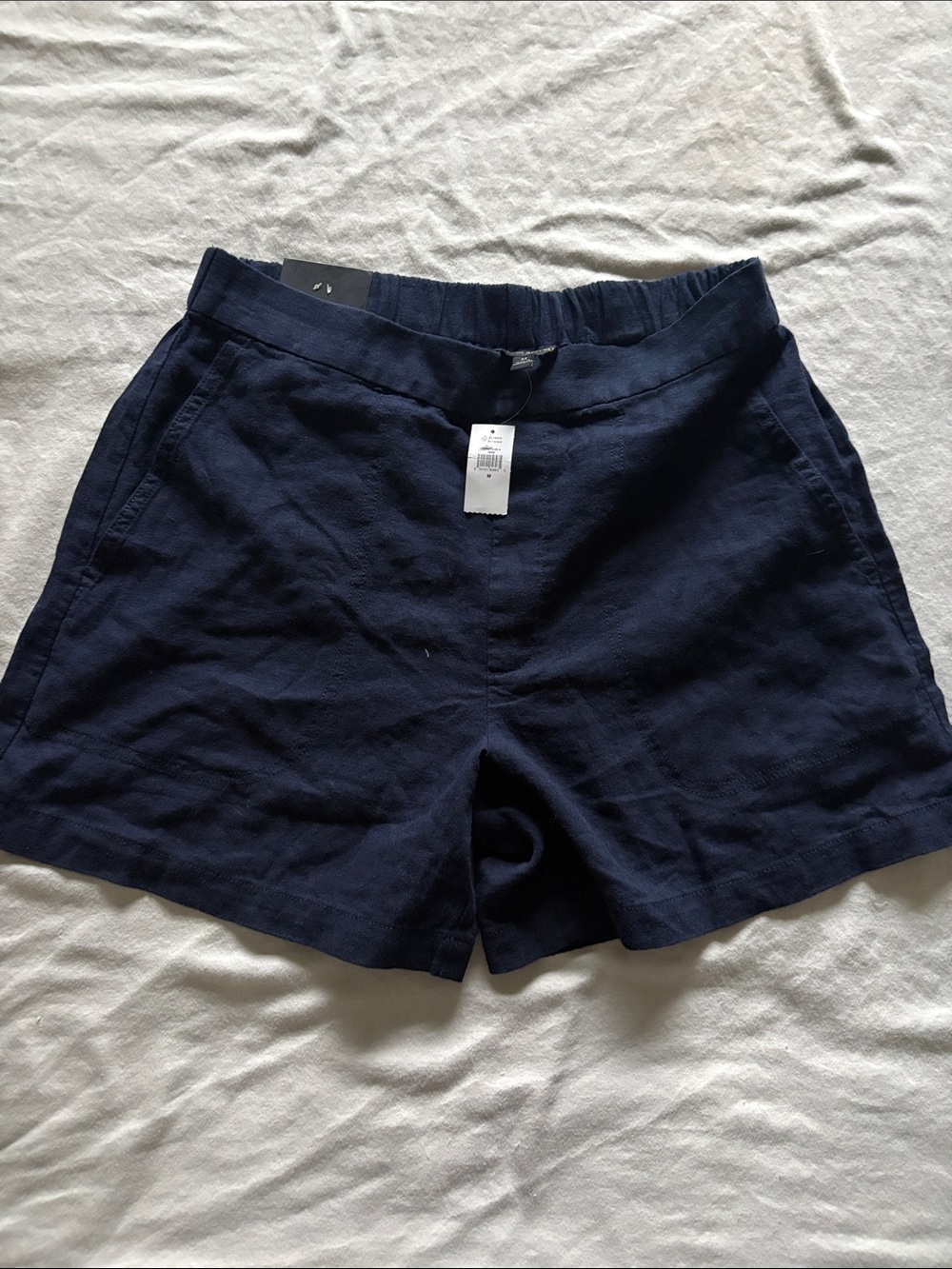 NWT Banana Republic Linen Blend Navy Blue Elastic Waist Shorts